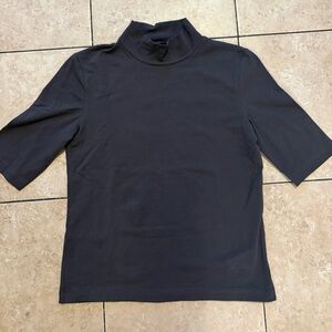 Zara Elegant Charcoal Mock Neck Tee